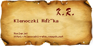 Klenoczki Réka névjegykártya